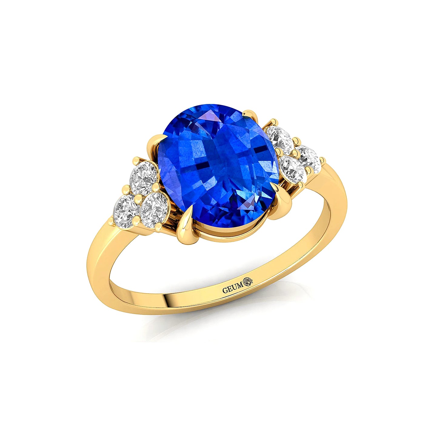 Luxurious 14k Solid Gold Lab Created Blue Sapphire Gemstone Real Diamonds Ring High Quality Fine Jewelry Classic Wedding Ring