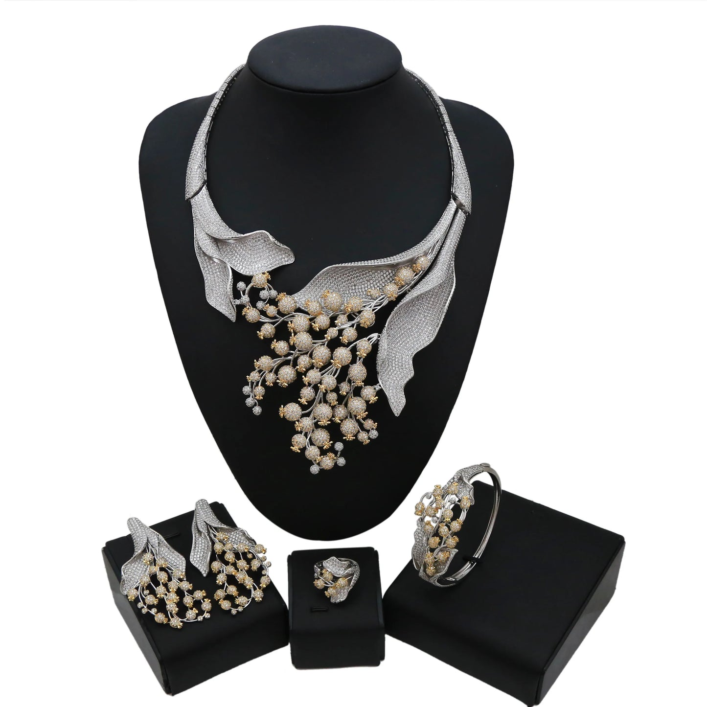 Zhuerrui Brazilian Gold Choking Necklace Brass Artificial Jewelry Set Collar Neck Popularity Style Jewelry Sets HZ18112203
