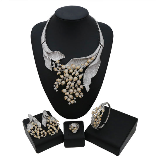 Zhuerrui Brazilian Gold Choking Necklace Brass Artificial Jewelry Set Collar Neck Popularity Style Jewelry Sets HZ18112203