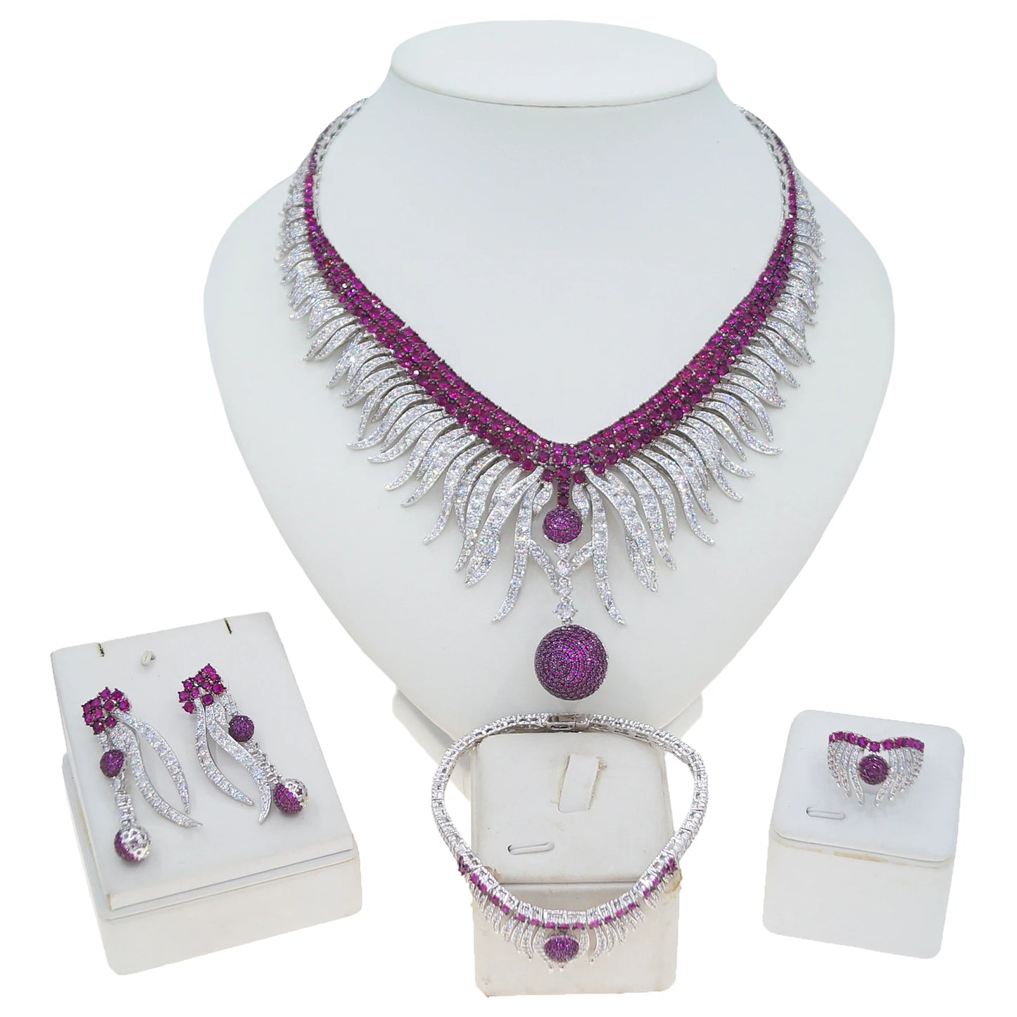 Zhuerrui New Design Sense Jewelry Set American High-end Diamond Series Ladies Classic Inheritance Wedding Four SetsHZ24018196