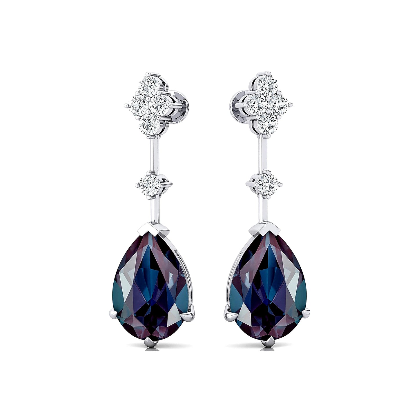18Kt Solid Gold Trendy Stud Earrings Sets Fabulous Lab Grown Alexandrite Gemstone Real Diamonds Earrings Jewelry For Wife ODM