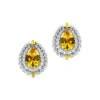 Fine Jewelry Lab Grown Yellow Sapphire Gemstone Diamonds Solitaire Ear Studs 14K Solid Gold Cute Minimalist Gold Stud Earrings