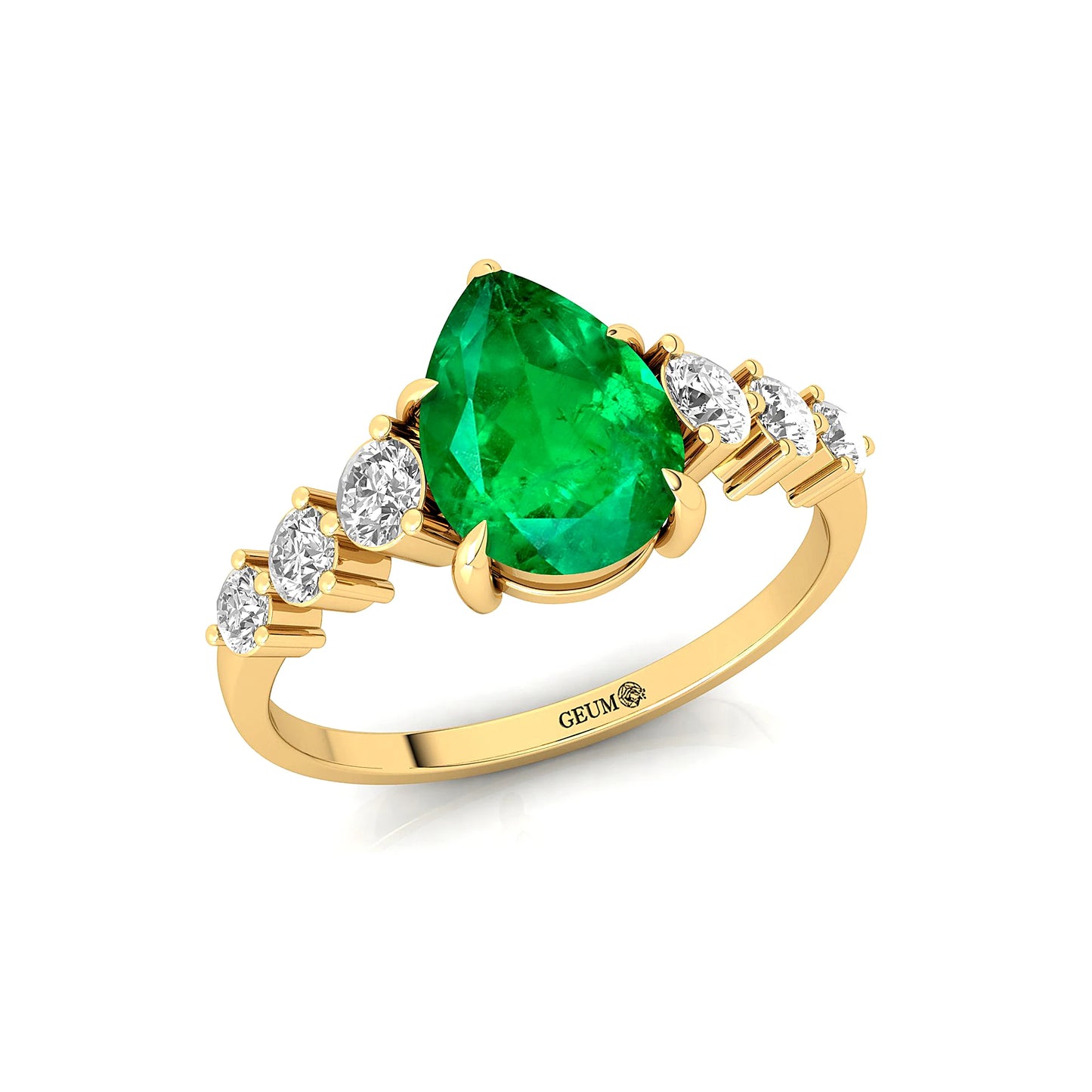 Luxurious 14k Gold Jewelry Unique Round Cut Lab Grown Emerald Gemstone Ring Genuine Diamonds Wedding Anniversary Party Wear Ring