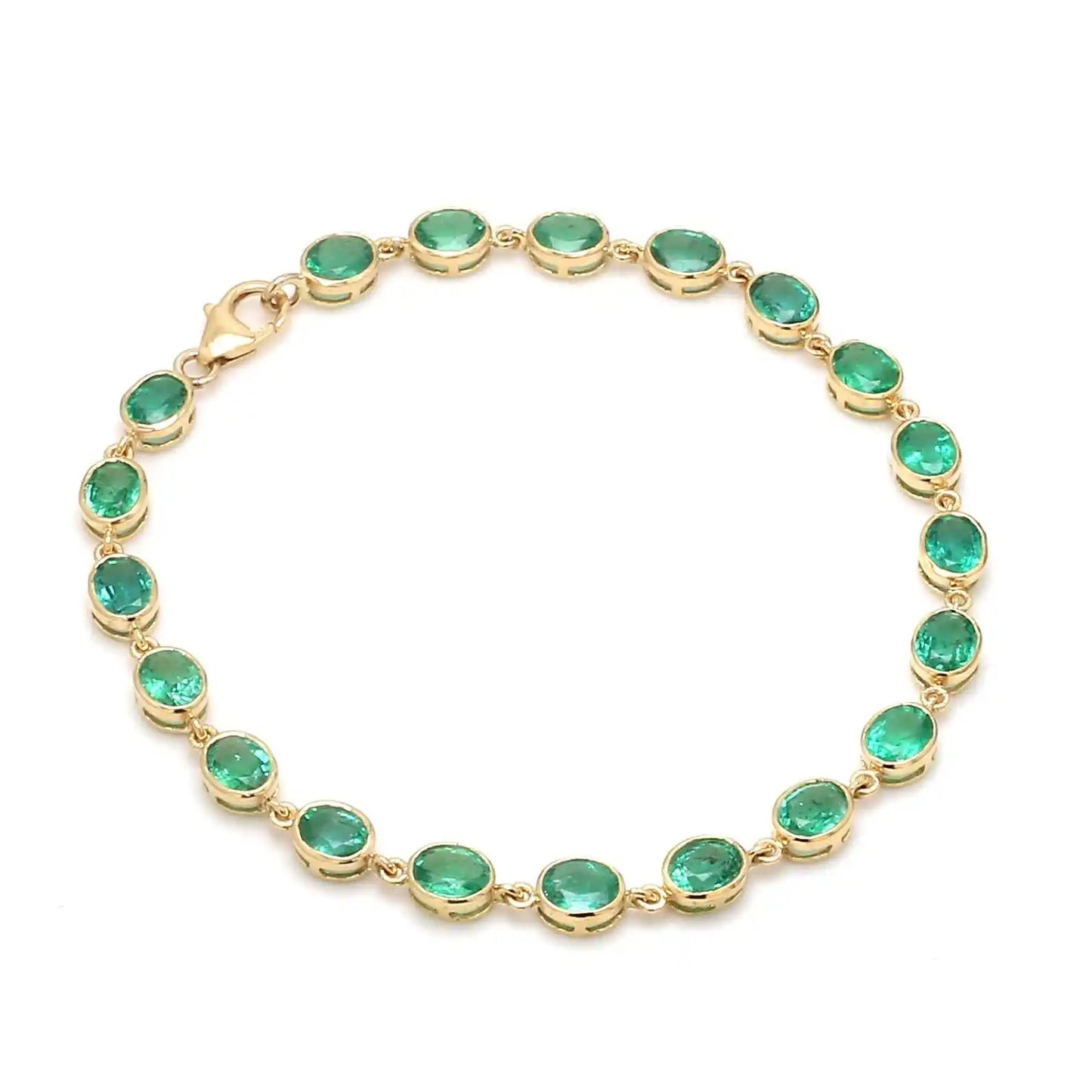 Natural Emerald Gemstone Bezel Set Luxury 14k Gold Tennis Bracelet 2026 Minimalist Fashion Fine Jewelry Women's Gift Party