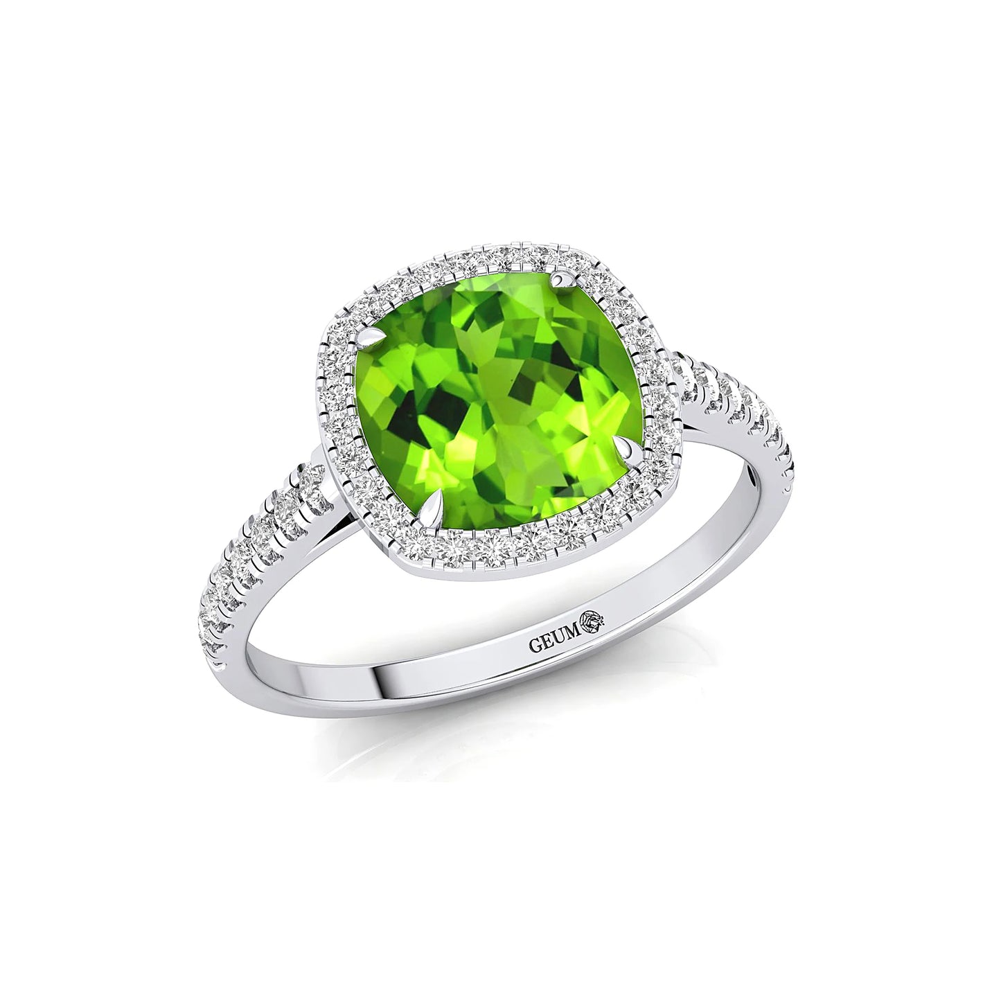 Genuine Peridot 18k Solid Gold August Birthstone Wedding Ring Anniversary Gift Natural Cut Diamond Engagement Ring for Party