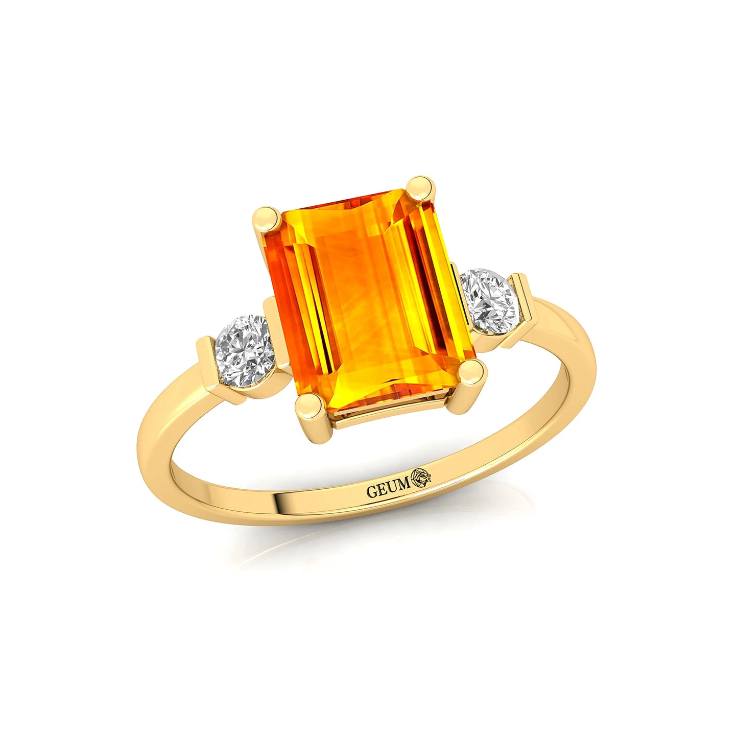 7X9 Emerald Cut Natural Citrine Gemstone 18K Gold Vintage Women's Wedding Ring IGI Certified Engagement Ring OEM Jewelry