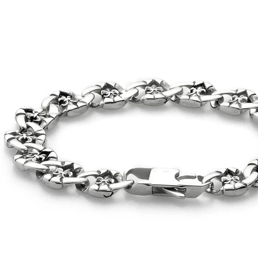 VIKING Gothic Skull Link Chain Bracelet – 12mm Silver Stainless Steel