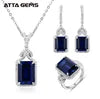 Fine Jewelry Synthetic Blue Sapphire Necklace Sets 2026 Trend America Gift Chain Party Figure Necklaces Pendant for Wedding