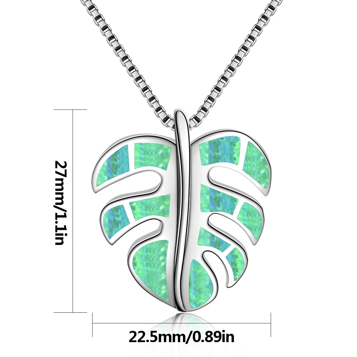 Tiktok Ins Women's Fashion Hawaiian Green Opal Turtle Back Leaf Necklace Silver Plated Brass Casual/Sporty Pendant