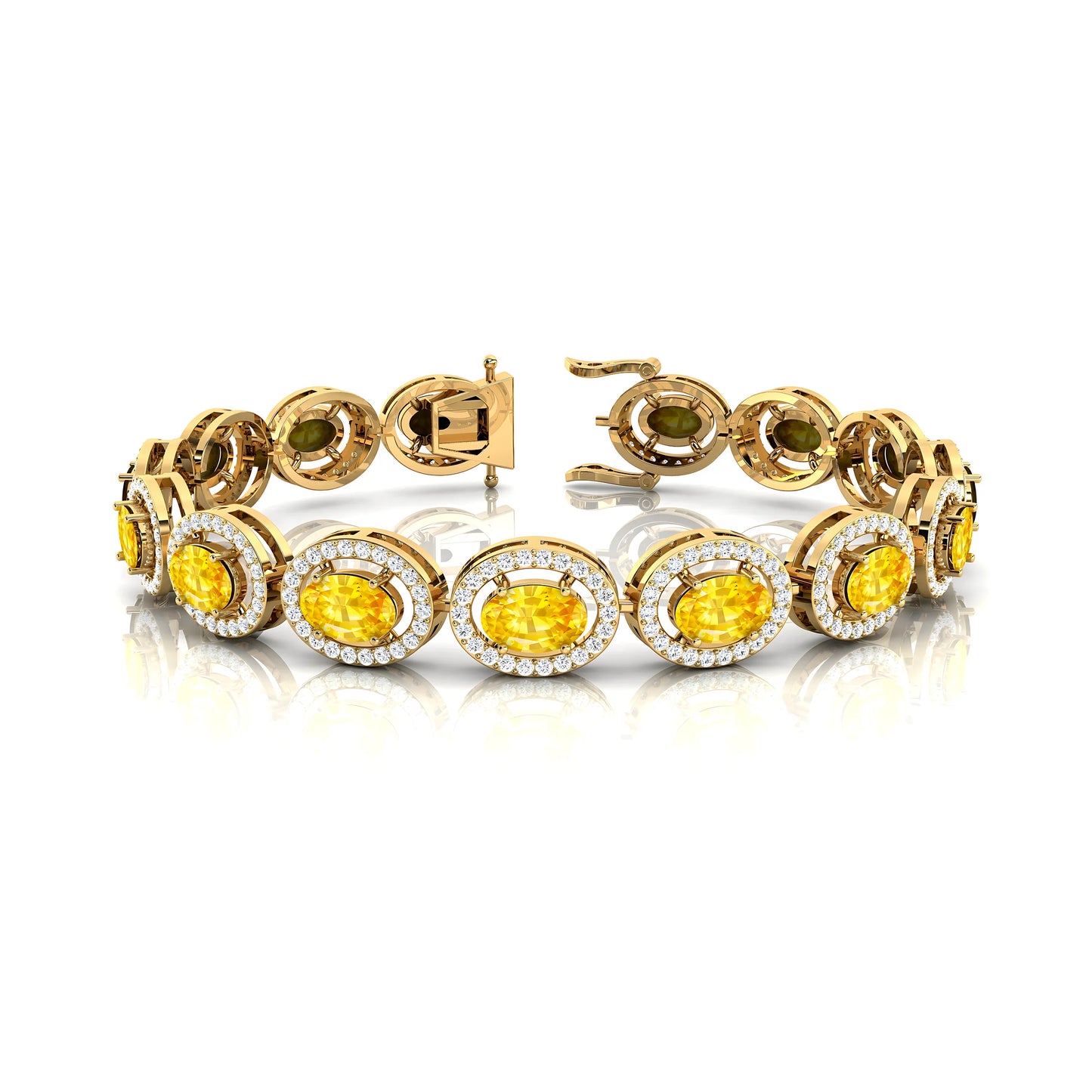 14K Gold Luxury Women Men Yellow Sapphire & Diamond Tennis Bracelet Mother Day Engagement Wedding Large Sapphire Tennis Bracelet