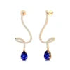 18k Solid Gold Dangling Drop Earrings Pear Cut Lab Grown Blue Sapphire & Real Diamonds Earrings For Wedding and Anniversary ODM