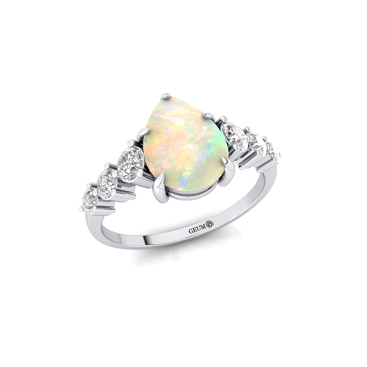 18k Solid Gold Engagement Gift Natural Ethiopian Opal Gemstone Real Diamond Classic Pave Setting Rings Luxurious Bridal Jewelry