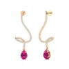 Lab Grown Pink Sapphire Gemstone & Natural Diamonds Classic Design 18K Gold Drop Earrings Trendy Birthstone Wedding Wear Earring