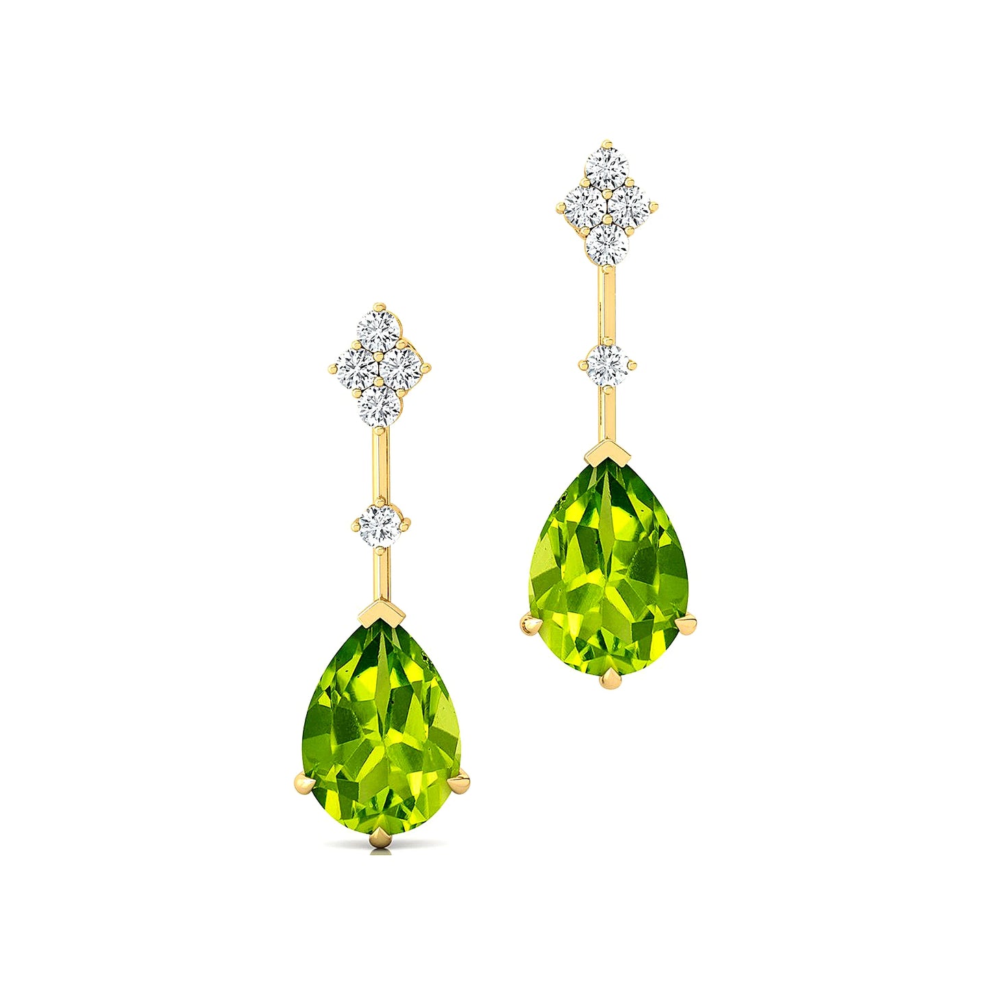 Cute Dainty Stud Earrings 18k Solid Gold Natural Peridot Gemstone Certified Real Diamonds Drop Earrings For Women Anniversary