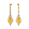 Dainty Drop Earrings Pear Cut Lab Created Yellow Sapphire and Real Diamonds Earrings 18k Solid Gold Rhodium Plated Wedding Gift