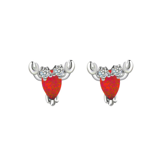 Aobao Women's Silver Plated Brass Stud Bohemian Style Opal Animal Shape Earrings