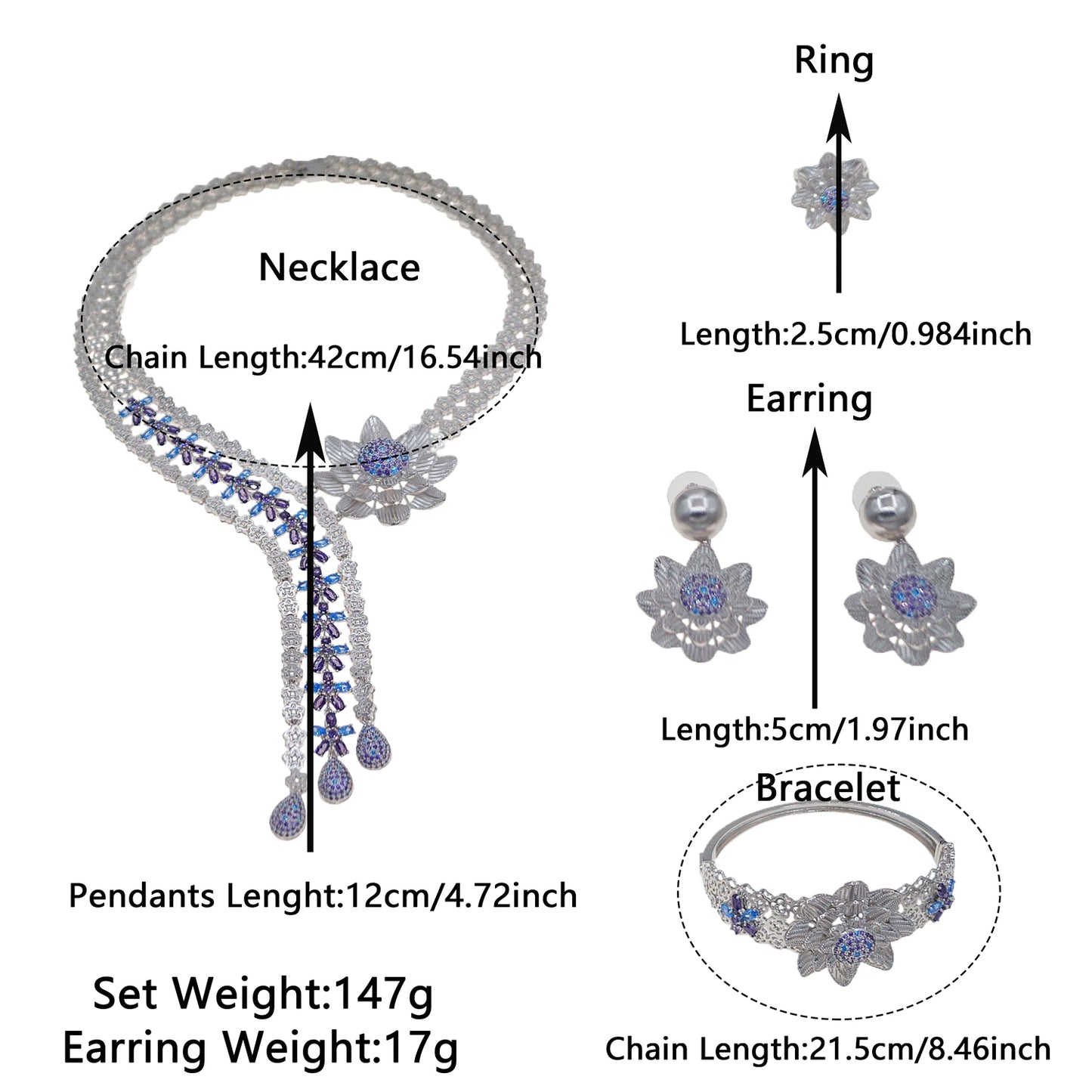 Zhuerrui New Design Sense Jewelry Set American High-end Diamond Series Ladies Classic Inheritance Wedding Four SetsHZ24742182