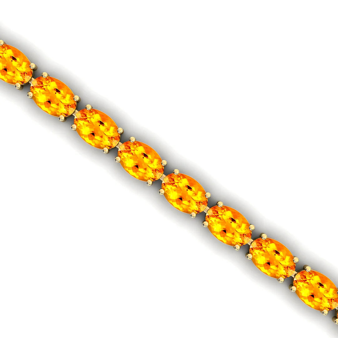 Best Selling 14K Gold Tennis Bracelet with Natural Oval Yellow Citrine Gemstone Classic Style Wedding Party Tennis Bracelet