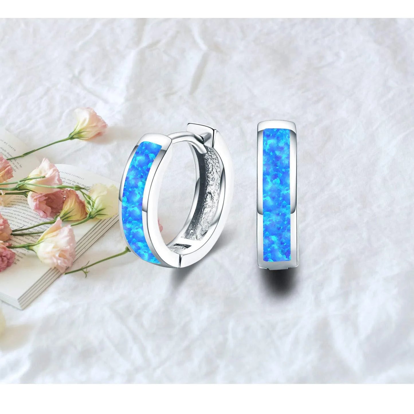 Australian Style Luxury Small Opal Stud Earrings in Silver Plated Brass for Girls with Small Ears Gift