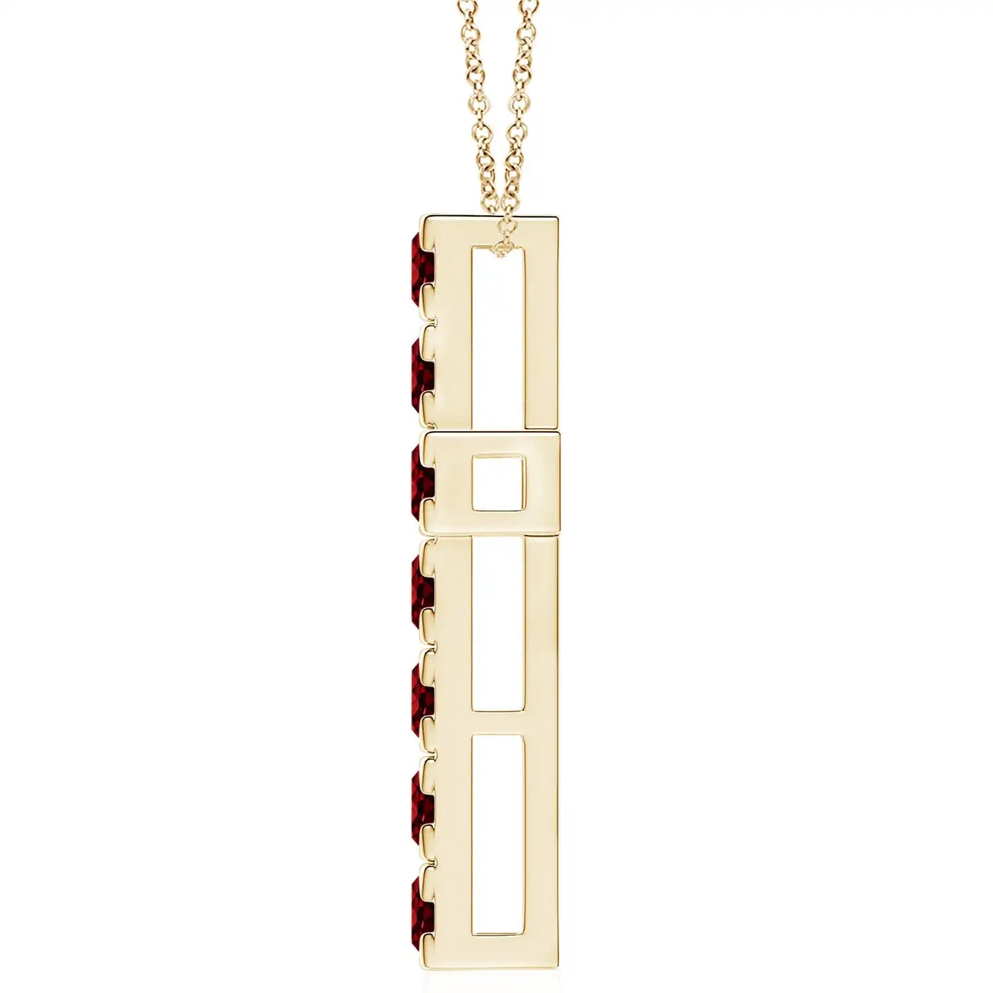 2.66G 14k Solid Gold Flat Prong-Set 2MM 0.5Ctw Natural Red Ruby Multi Gemstone Cross Pendant Christian Religious Cross Pendant