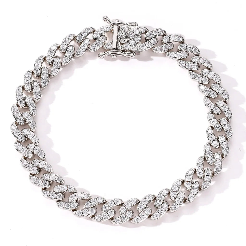 9mm Iced Out Cuban Bracelet Single Row 5A Zircon Hip Hop Jewelry for Men Women Fashion Bacelet Wholesale