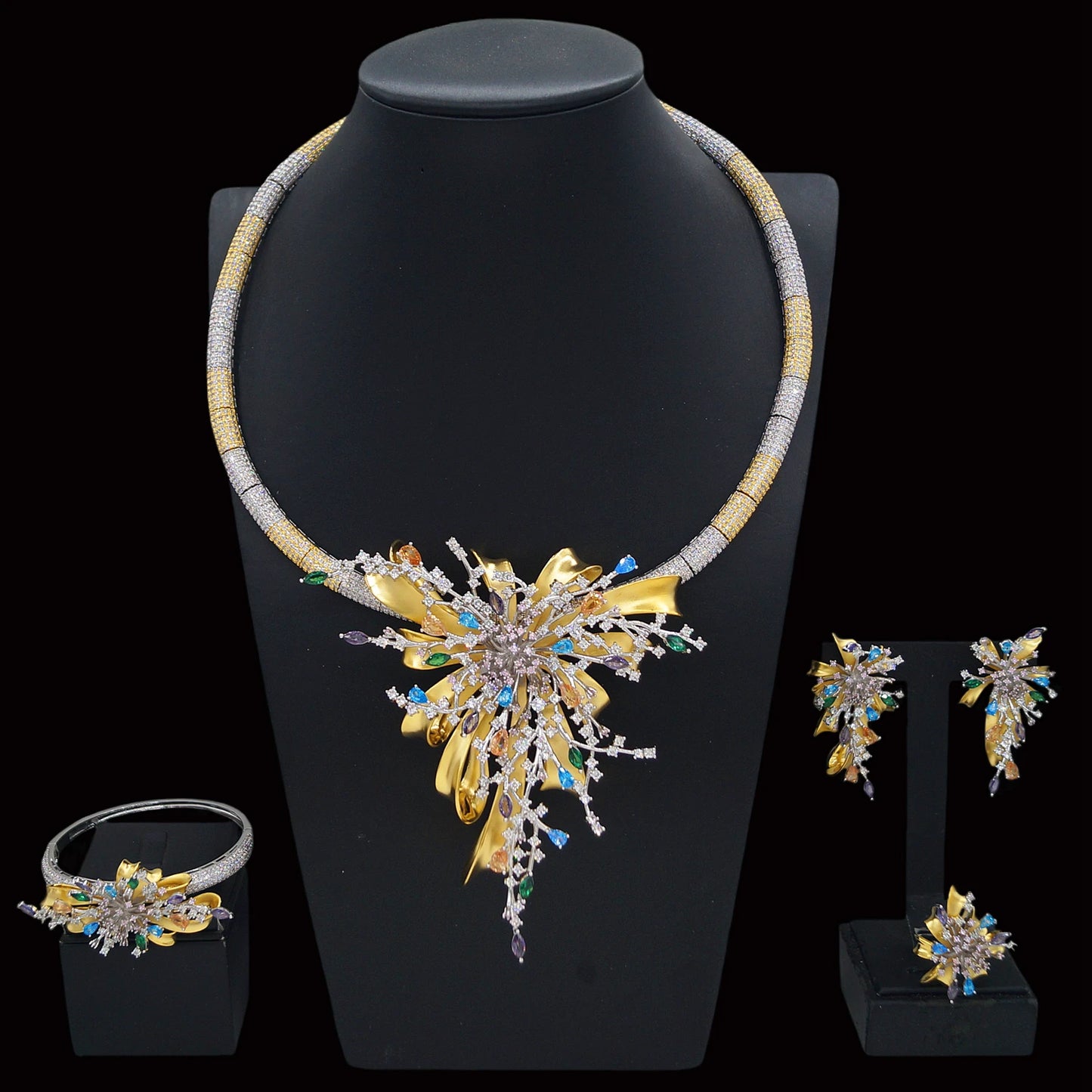 Zhuerrui New Design Sense Jewelry Set American High-end Diamond Series Ladies Classic Inheritance Wedding Four SetsHZ24740209