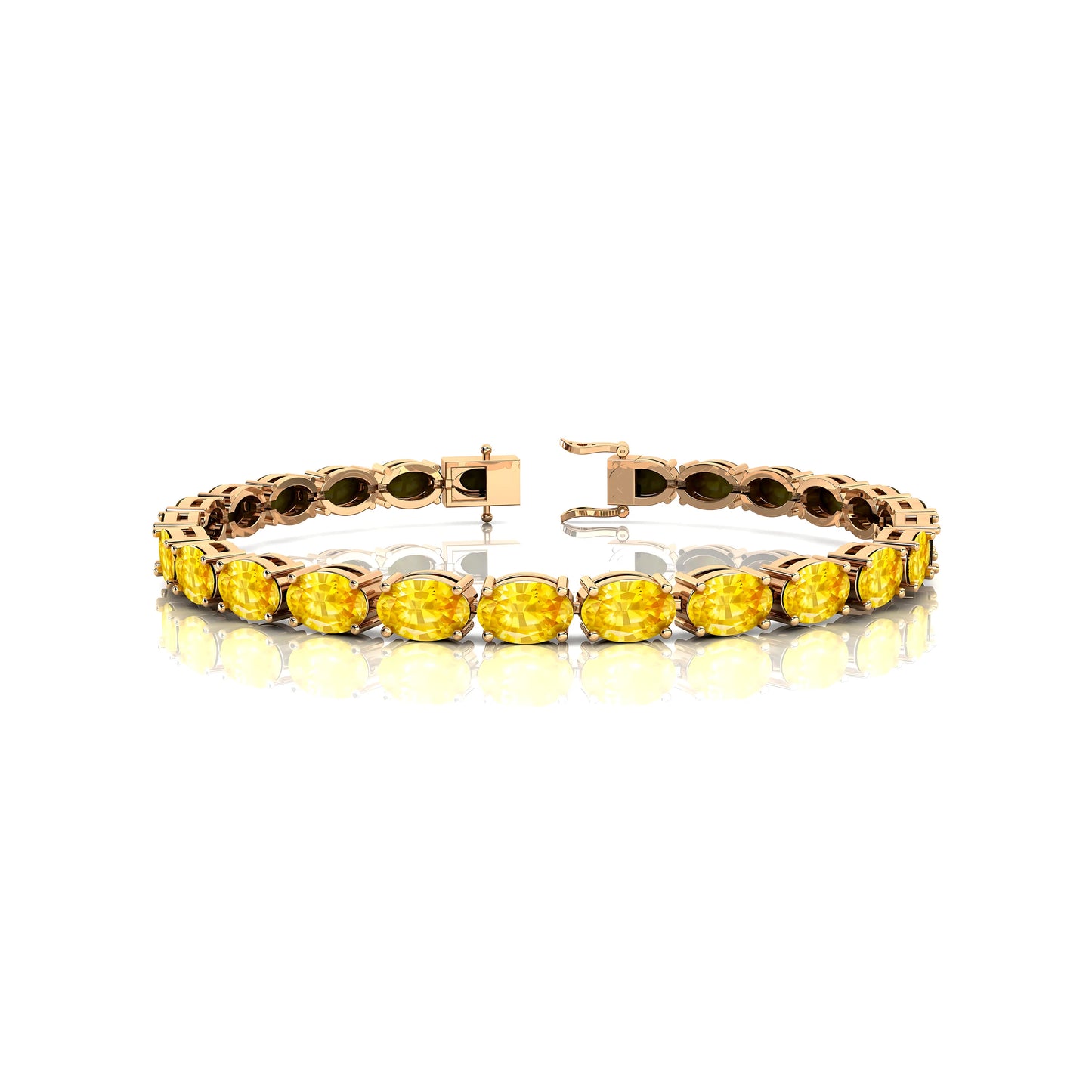 Hot Selling Trending Design Women's Tennis Bracelet Geometric Oval Shape Sparkling Yellow Sapphire Iced Out Tennis Bracelets RTS
