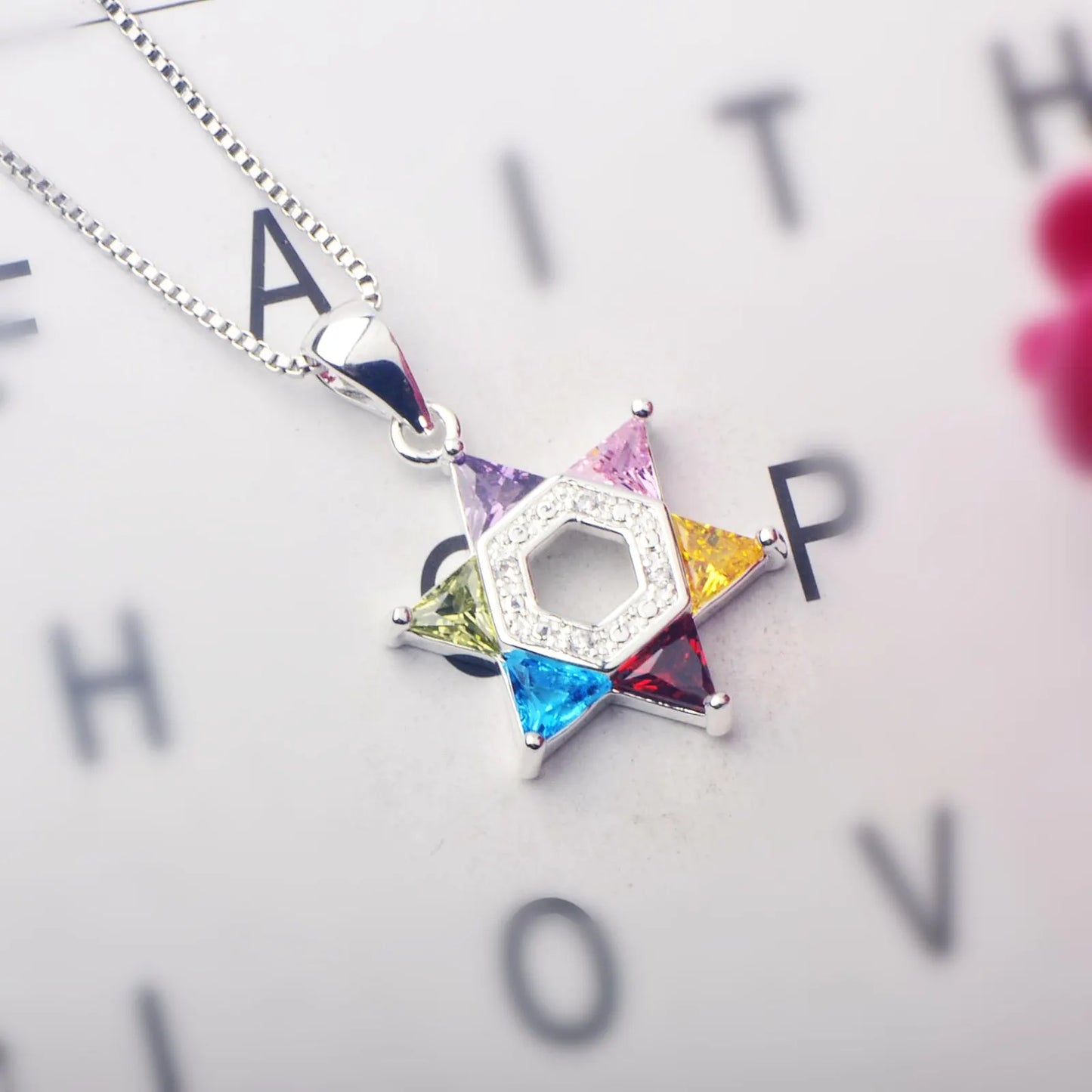 Hot Selling Six-pointed Star Zircon Necklace for Women, European and American Fashion Choker Chain Pendant Necklace