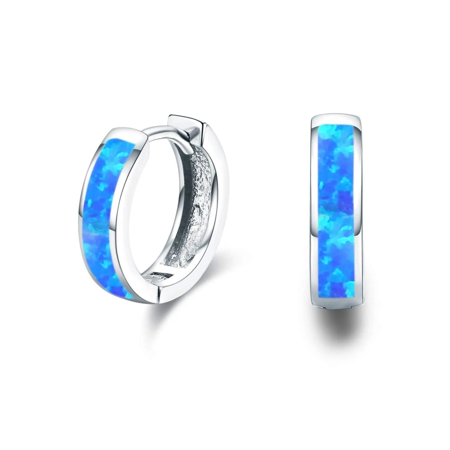 Australian Style Luxury Small Opal Stud Earrings in Silver Plated Brass for Girls with Small Ears Gift