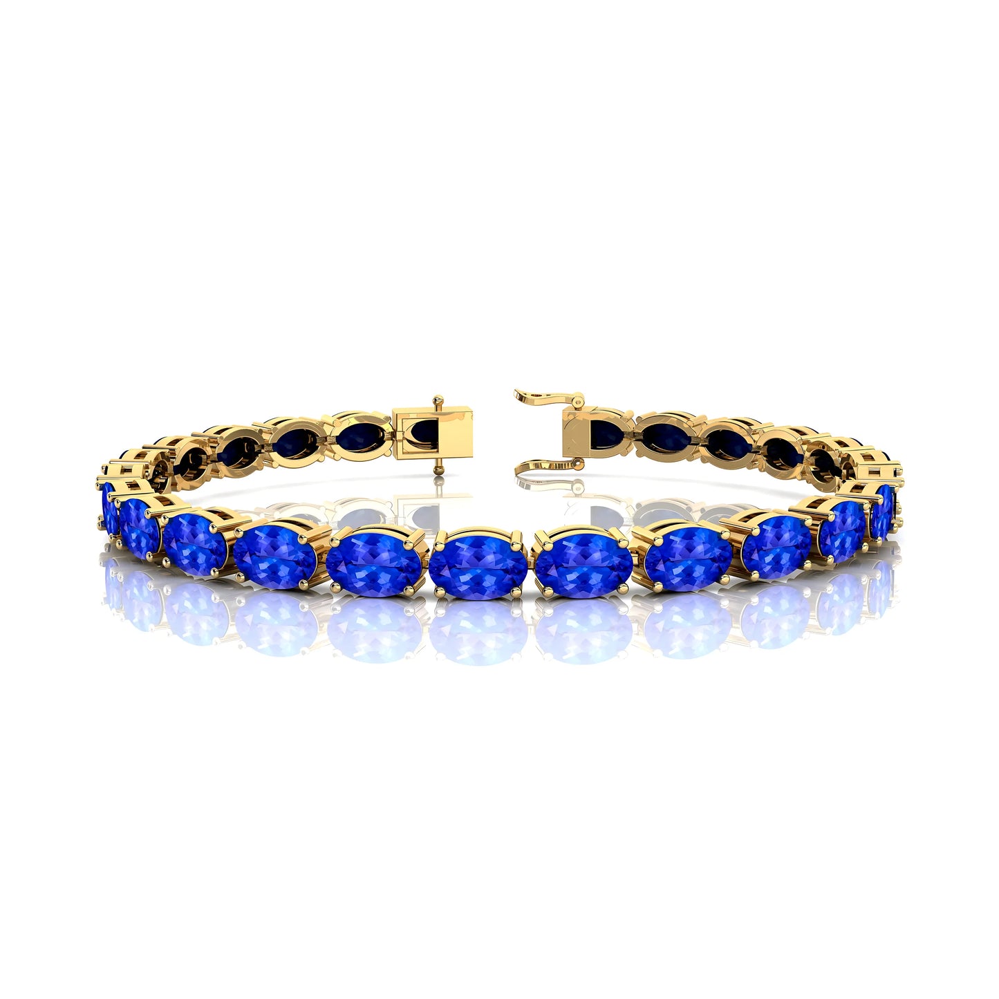 2025 Trendy Design Oval Cut Natural Tanzanite 14k Gold Tennis Bracelets Dainty Elegant Unisexual Tennis Bracelets Wholesaler