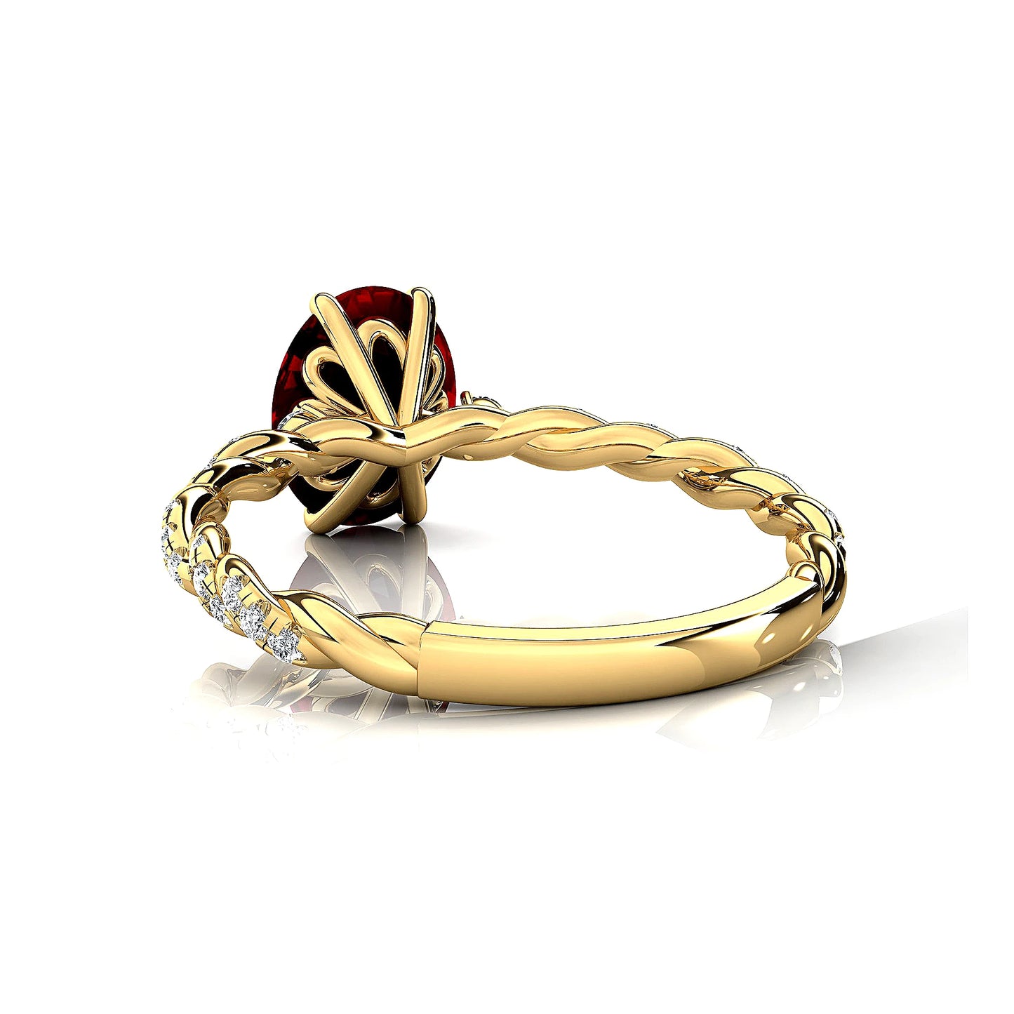 Flawless Design July Birthstone Lab Grown Ruby Gemstone Dainty Rings 18k Solid Gold Rhodium Plated Classic Wedding Style 0.17