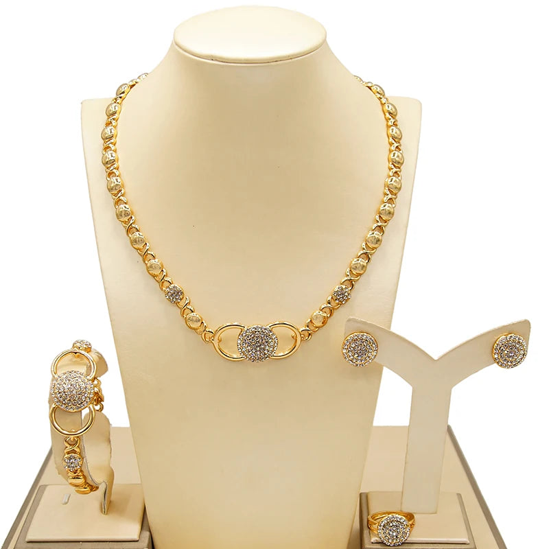 Zhuerrui Fashion Jewelry High Quality 18 K Gold-Plated XOXO Fashion Jewelry Set for Wedding Women Party HM20080214