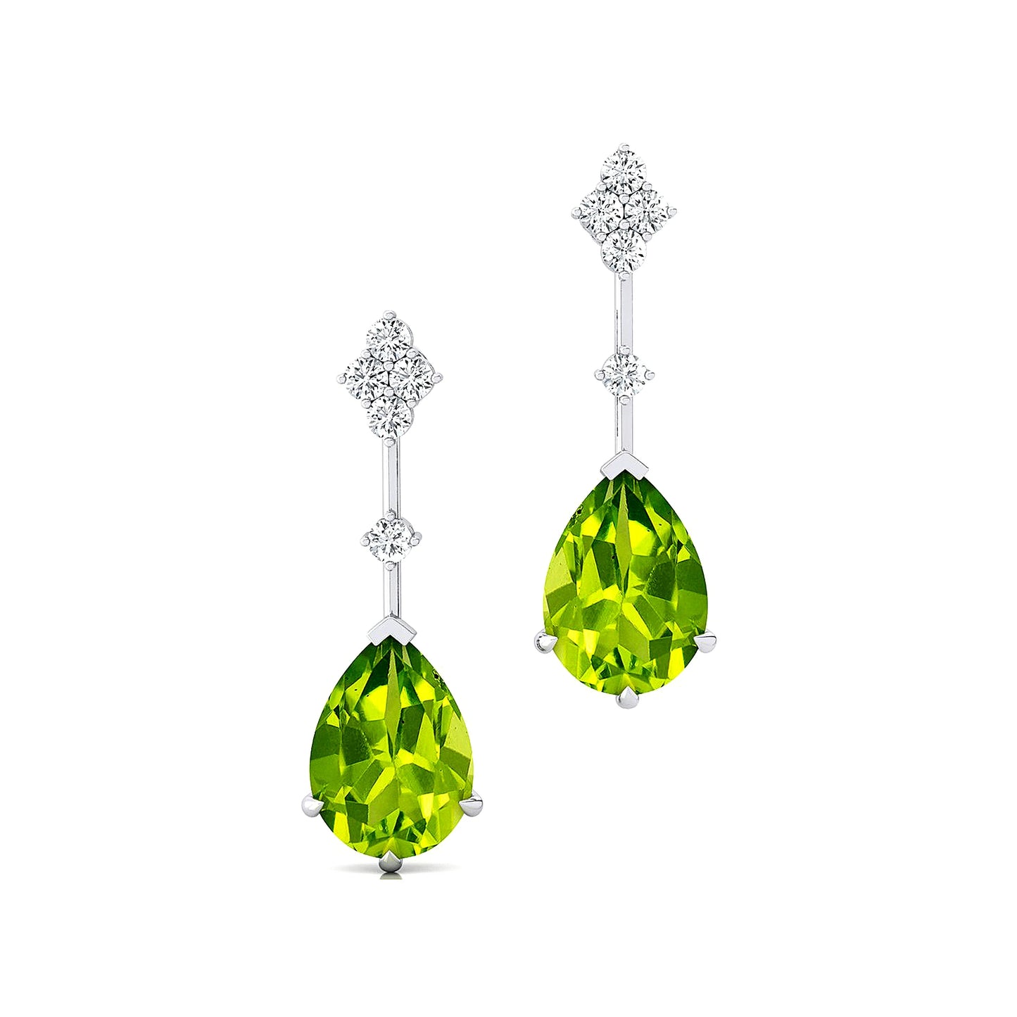 Cute Dainty Stud Earrings 18k Solid Gold Natural Peridot Gemstone Certified Real Diamonds Drop Earrings For Women Anniversary