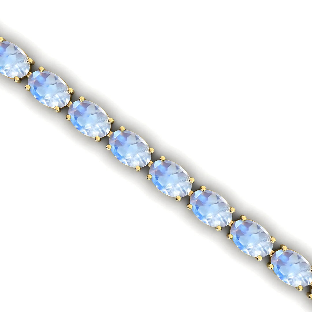 Natural Moonstone Gemstone Handmade Tennis Chain Bracelet 10k 14K 18k Solid Gold Prong Set Unisexual Tennis Bracelet Wholesaler