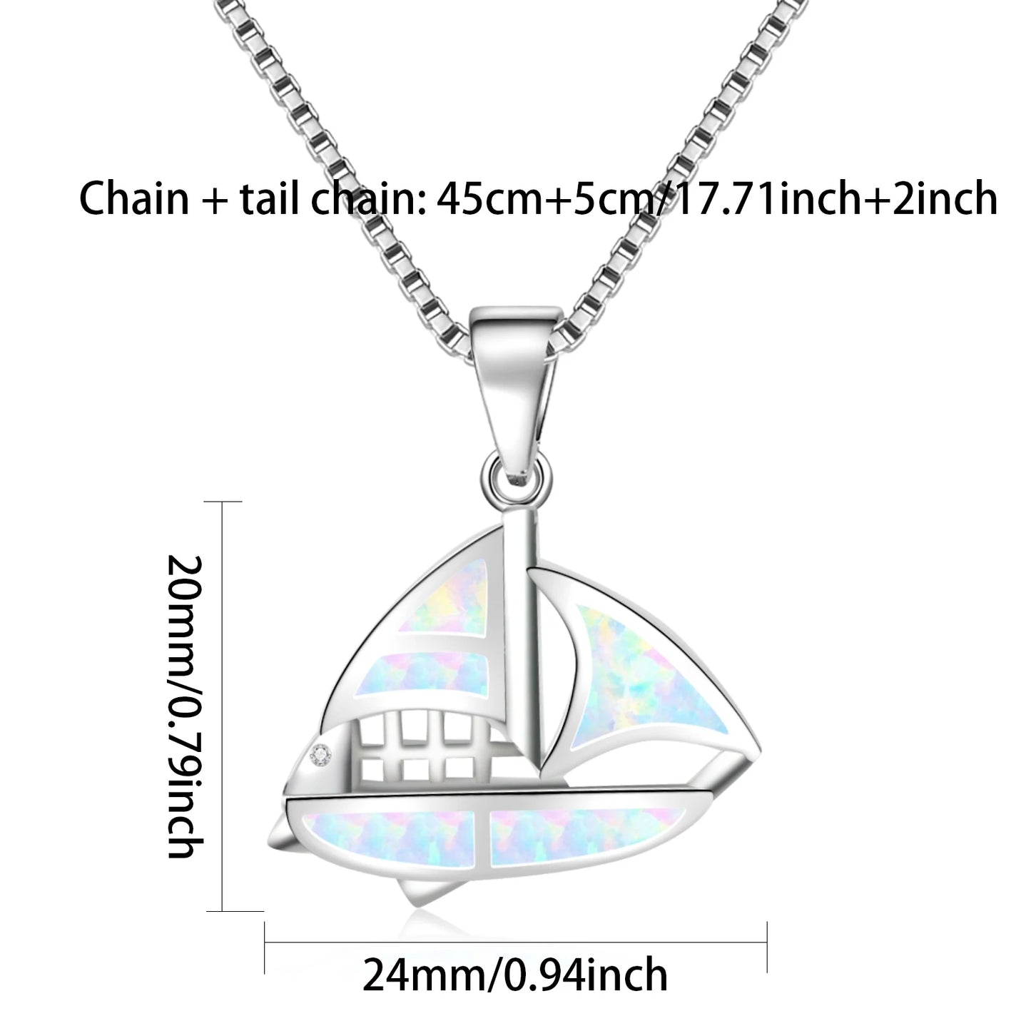 Aobao Silver Plated Copper Alloy Opal Minimalist Geometric Necklace