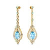 Solid Gold Women's Dangle Drop Earrings Natural Aquamarine Real White Diamond Wedding Engagement Party Gift Bulk ODM Rhodium