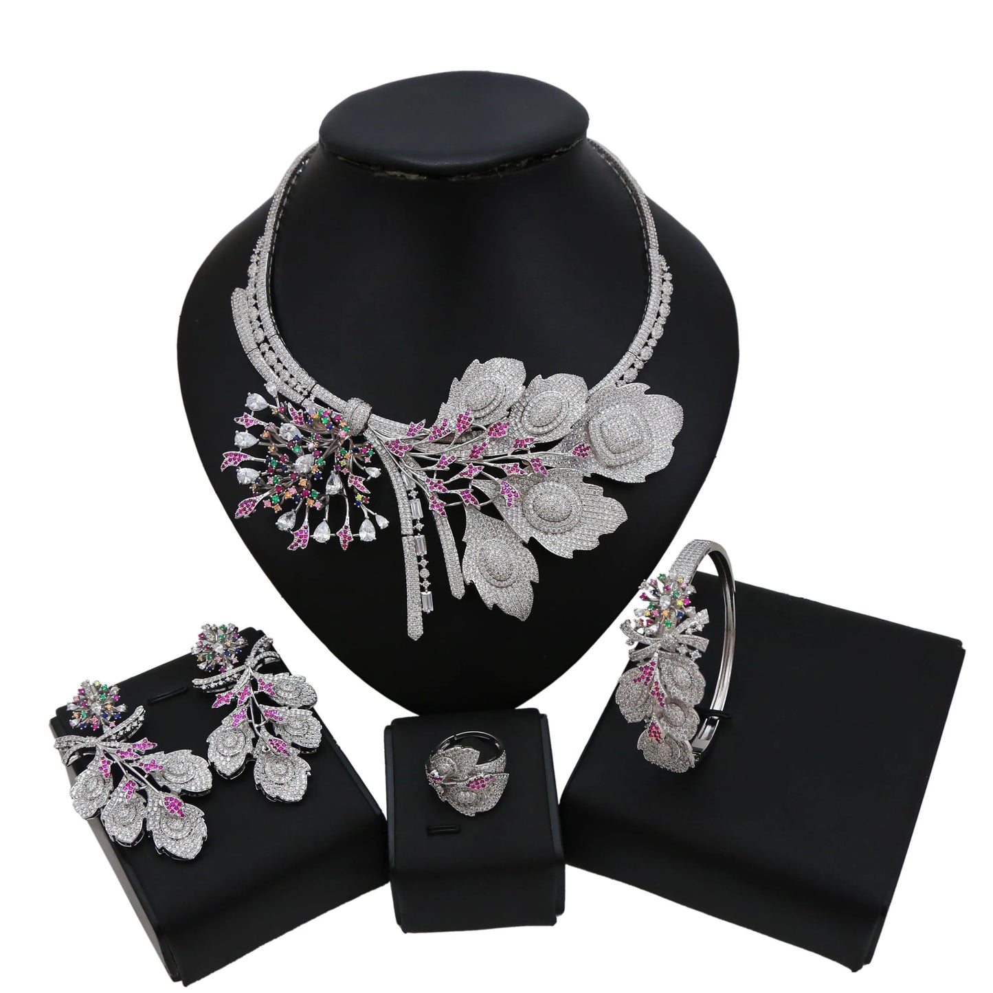 Zhuerrui American Gold Plated Jewelry Sets Women Wedding Jewelry Set Bridal Luxurious Jewelry Sets HZ18110704