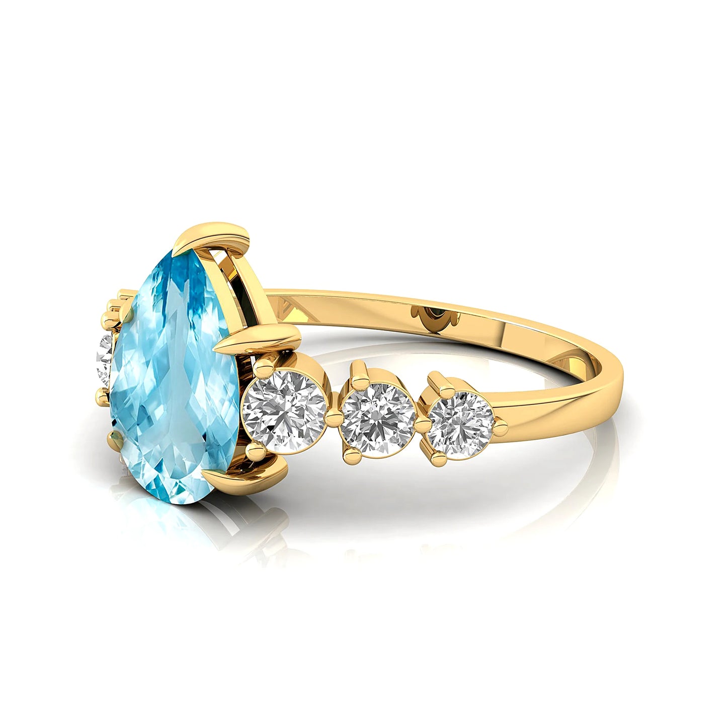 Trending 14k Solid Gold Natural Aquamarine Gemstone Genuine IGI Certified Diamonds Ring Flawless Luxury Women Wedding Party Ring