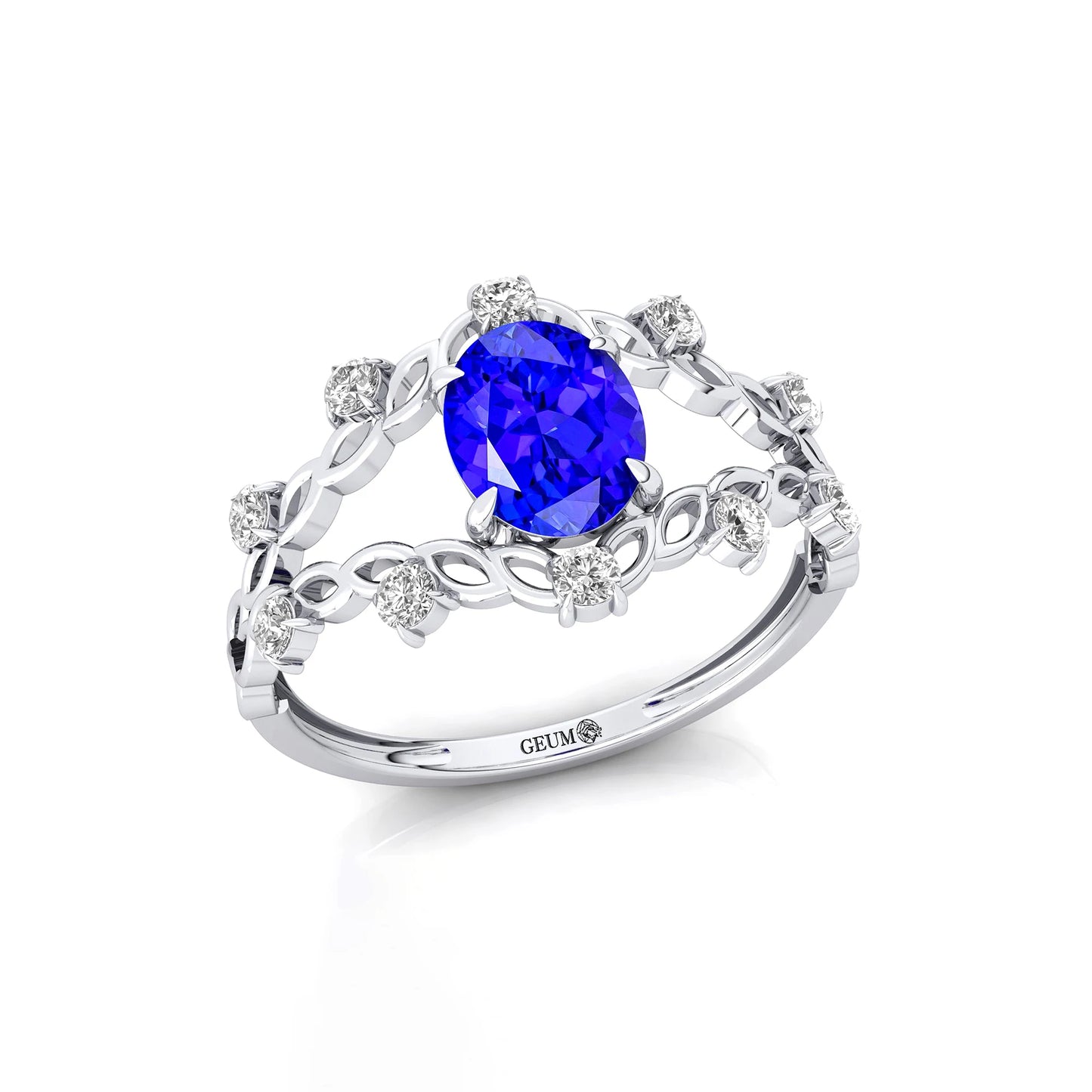 Exclusive Designer Oval Cut Natural Tanzanite Gemstone Rings Pure 18K Solid Gold Adorned Natural Diamonds Wedding Classic