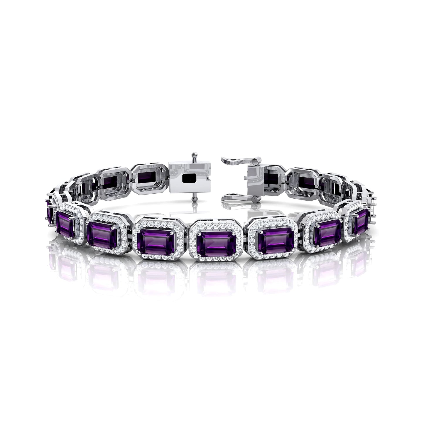 Classic Octagon Amethyst & Diamond Tennis Bracelet Custom Solid Gold 14K Fine Jewelry Luxury Gift Tennis Bracelets Wholesaler
