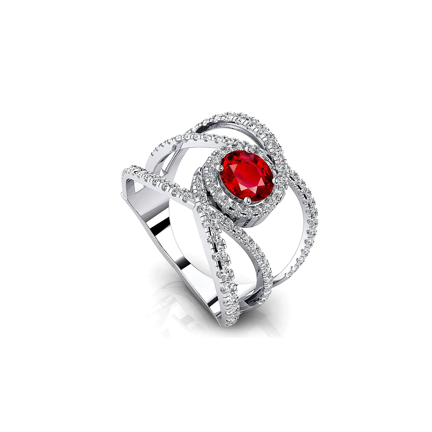 Elegant Design July Birthstone Lab Grown Ruby Gemstone & Diamond Cluster Prong Setting 18k Solid Rings Unique Wedding Gold Rings