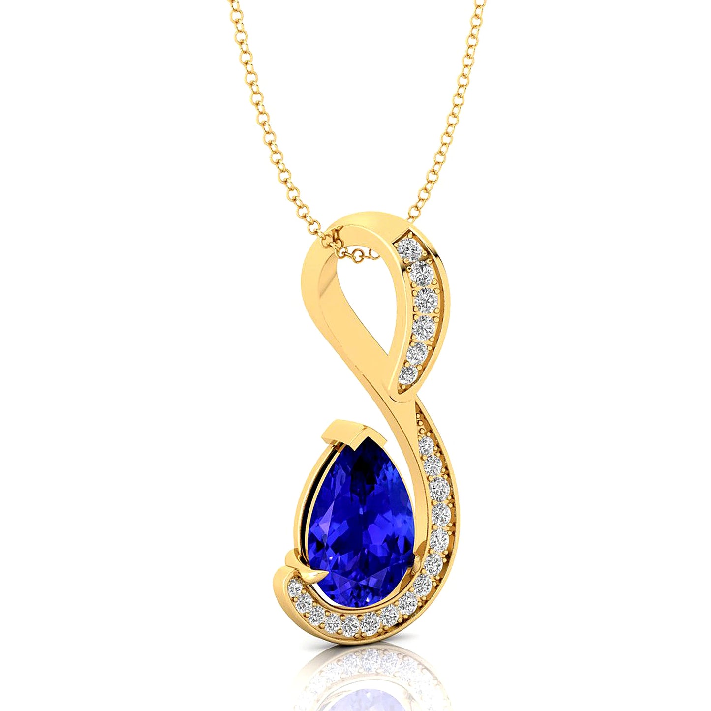 Exquisite Angel Tears Fashionable Natural Tanzanite Gemstone Necklace in 14k Solid Gold With Genuine IGI Certified Diamonds OEM