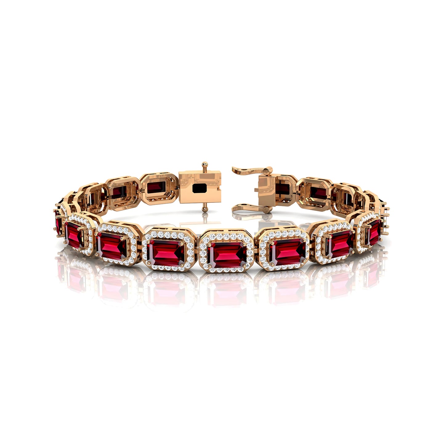 Premium Quality Trendy Luxury 14k Solid Gold Garnet Gemstone & Real Diamonds Tennis Bracelets for Men and Women Fine jewelry