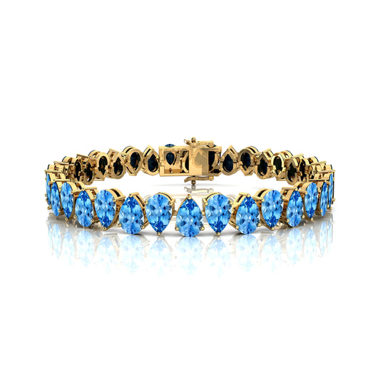 Luxury 14k 18k Gold Pear Shape Blue Aquamarine Tennis Chain Bracelet Classic Trending Style Most Selling Women's Bracelets