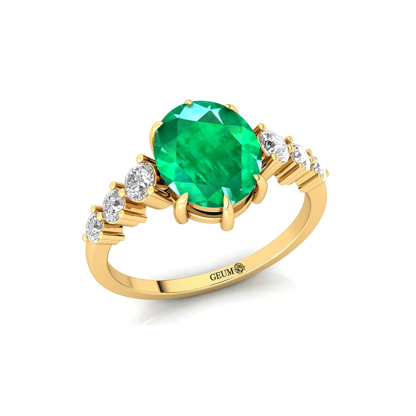 Solid 18K Rose Gold Lab Grown Emerald & Diamond Wedding Rings Classic Women's Fine Jewelry Wholesale Factory Prices OEM