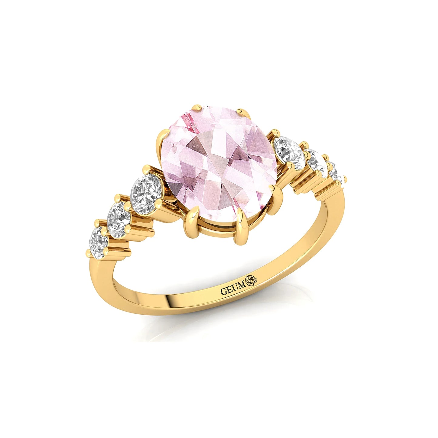 Luxurious 14k Solid Gold Cluster Rings Adorned Natural Morganite Gemstone 0.5ct Accent Diamond Pave Setting Unisex Ring