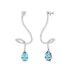 18k Solid Gold Trendy Long Dangling Drop Earrings Natural Aquamarine Gemstone & Real IGI Certified Diamonds Earrings For Her