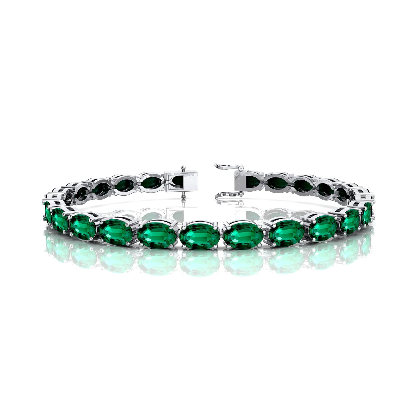 6-7.5 Inches Customized Fine Jewelry Luxury 14K Gold Green Emerald Tennis Bracelets Oval Cut Precious Emerald Women Bracelets