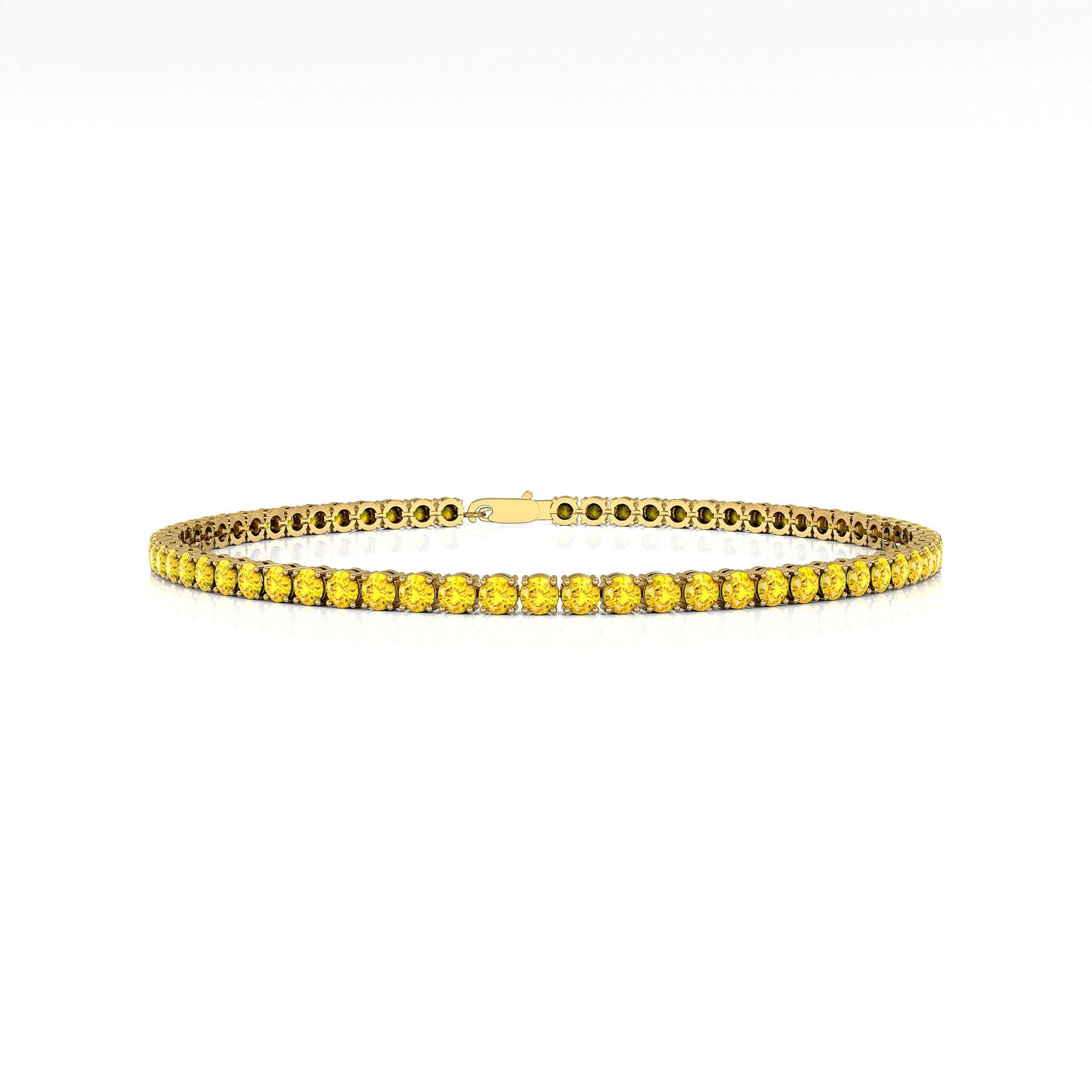 Natural Precious Yellow Sapphire Gemstone Tennis Bracelet 14K Fine Yellow Gold Luxury Fine Jewelry Gift Party Customizable Size
