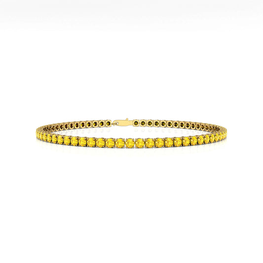 Natural Precious Yellow Sapphire Gemstone Tennis Bracelet 14K Fine Yellow Gold Luxury Fine Jewelry Gift Party Customizable Size